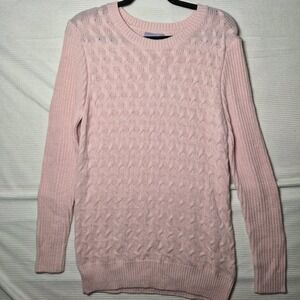 Laura‎ Scott NWT Cable Knit Sweater Womens Large Pink Long Sleeve Pullover